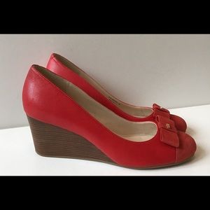 Red Adair Cole Haan 2.5” stacked wedge heel